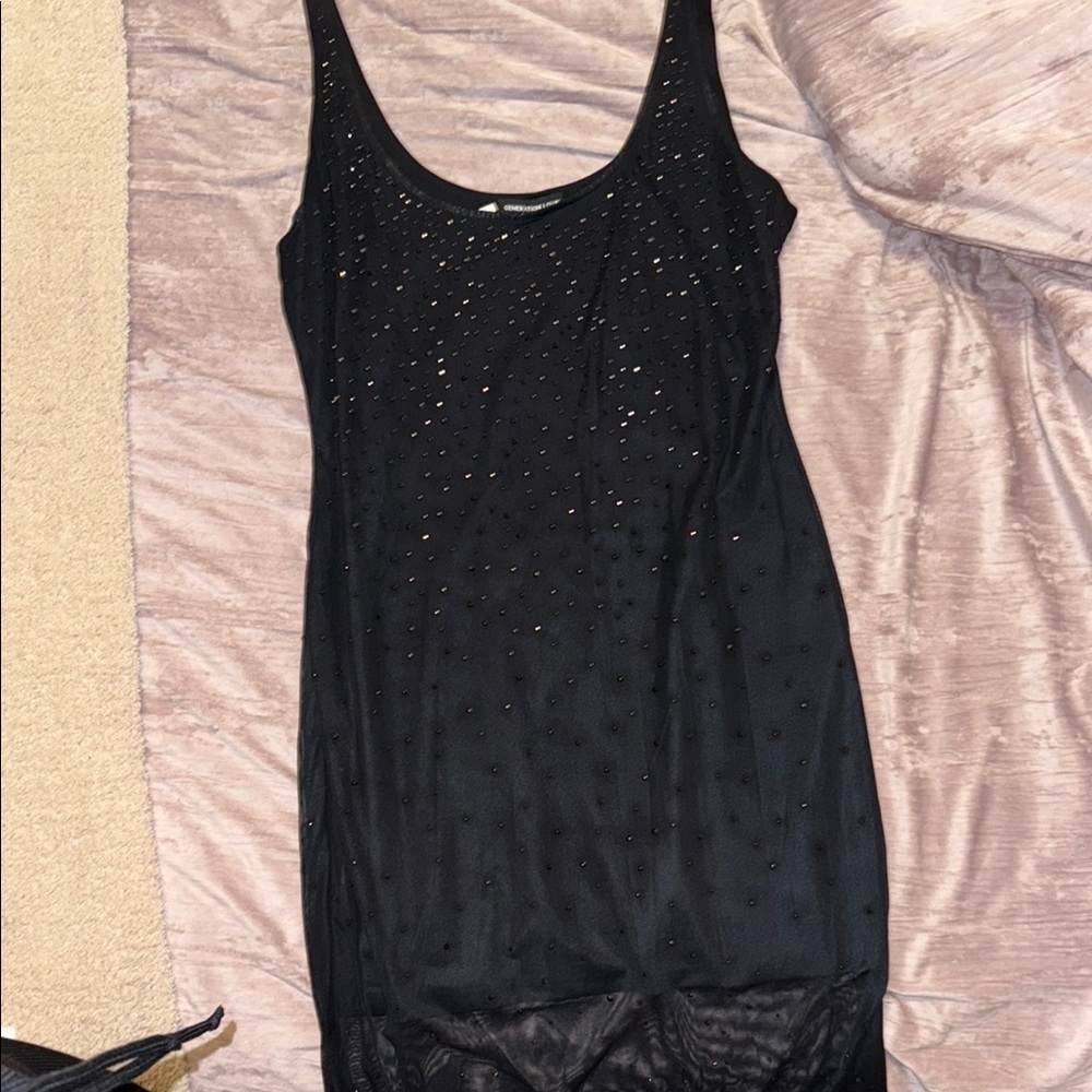 Black Sleeveless Midi Dress with Studded Details